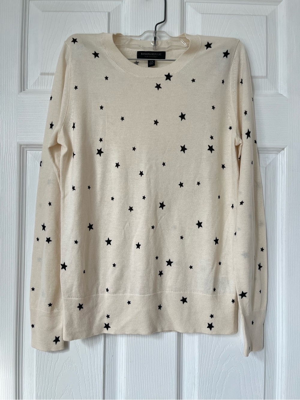 Banana Republic star print silk cashmere crew Neck Sweater size XS